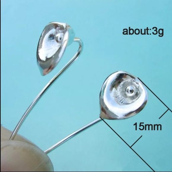 New 925 Silver Long Tail Flower Stud Earrings - Picture 4 of 4